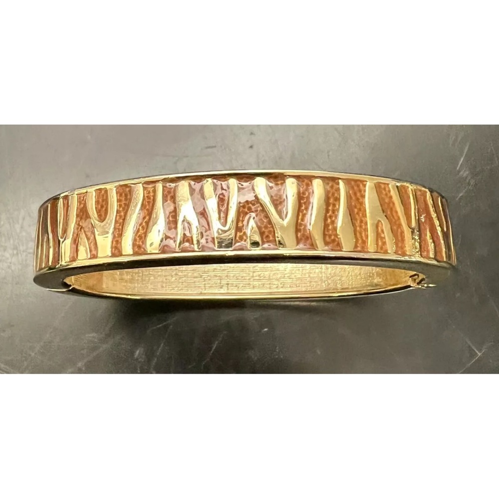 Vintage Givenchy Gold Clamper Bracelet Abstract Wave Hinged Bangle